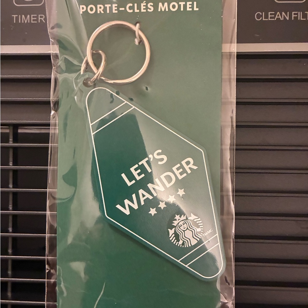 Starbucks Green 'Let's Wander' Keychain Tag